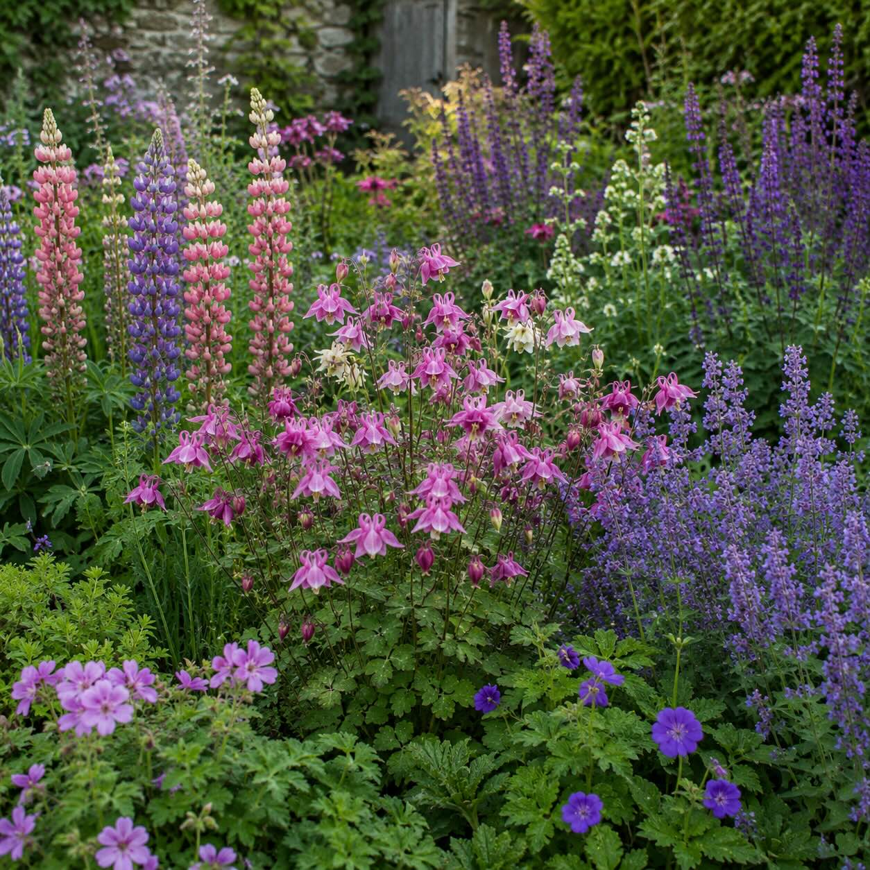 orlicek-aquilegia-v-kombinaci-s-lupinou-salveji-a-trvalkami