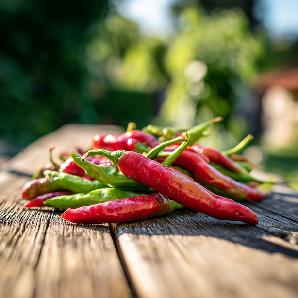 paprika-poseidon-paliva-berani-roh-cervene-a-zelene-plody-na-drevenem-stole-ve-slunecni-zahrade