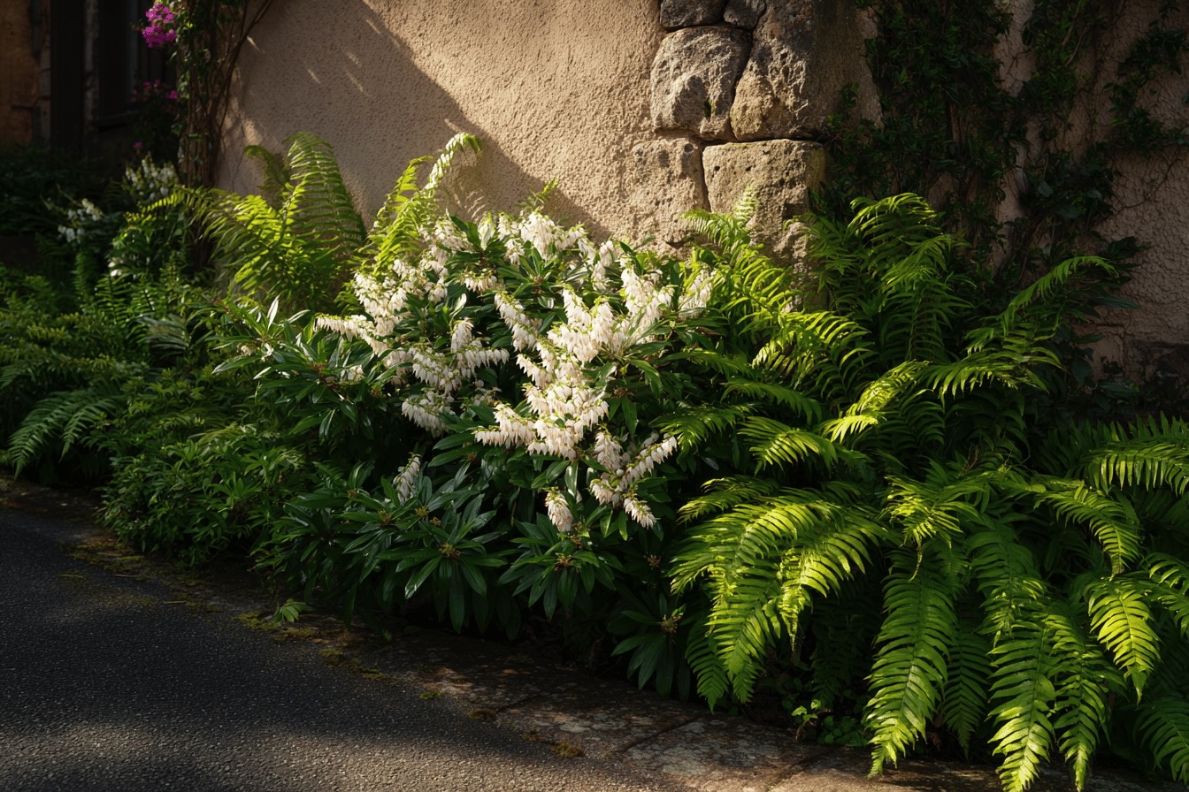 pieris-japonica-v-polostinu-s-kapradinami-u-kamenne-zdi