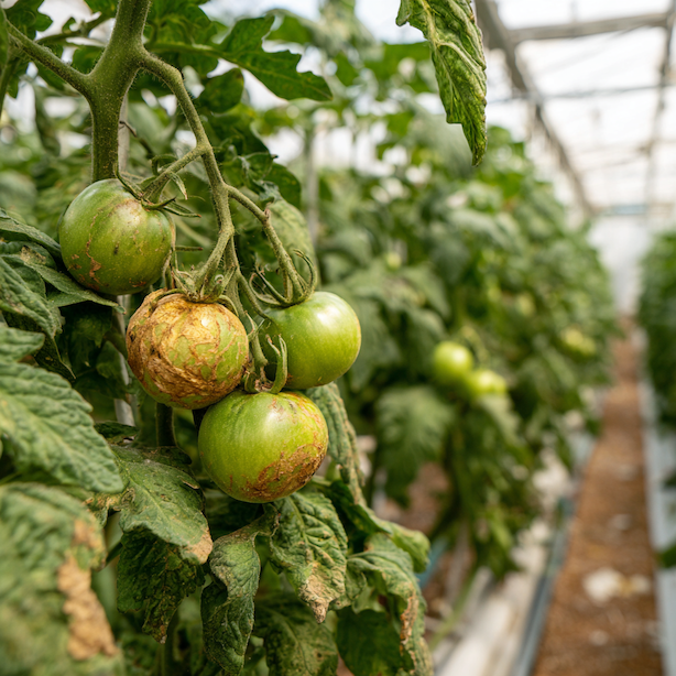 plisen-bramborova-na-rajceti--hnede-skvrny-na-plodech-a-listech-ve-skleniku