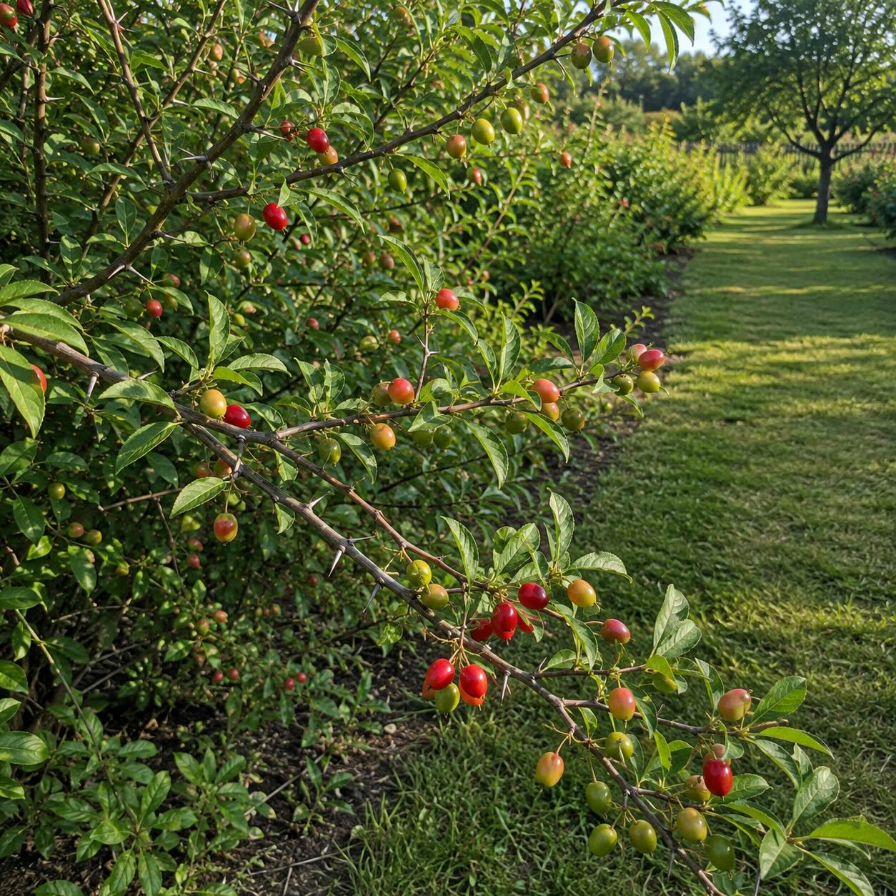 prinsepia-sinensis-plody-v-ruznych-fazich-dozravani-na-trnitych-vyhonech