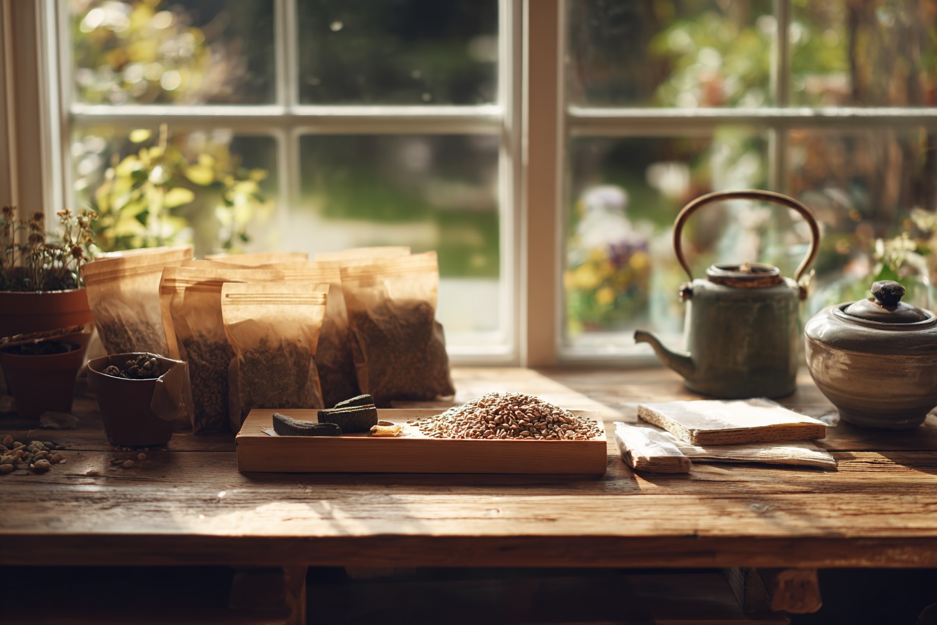 priprava-na-vysev-seminka-substrat-a-raselinove-nadoby-na-drevenem-stole