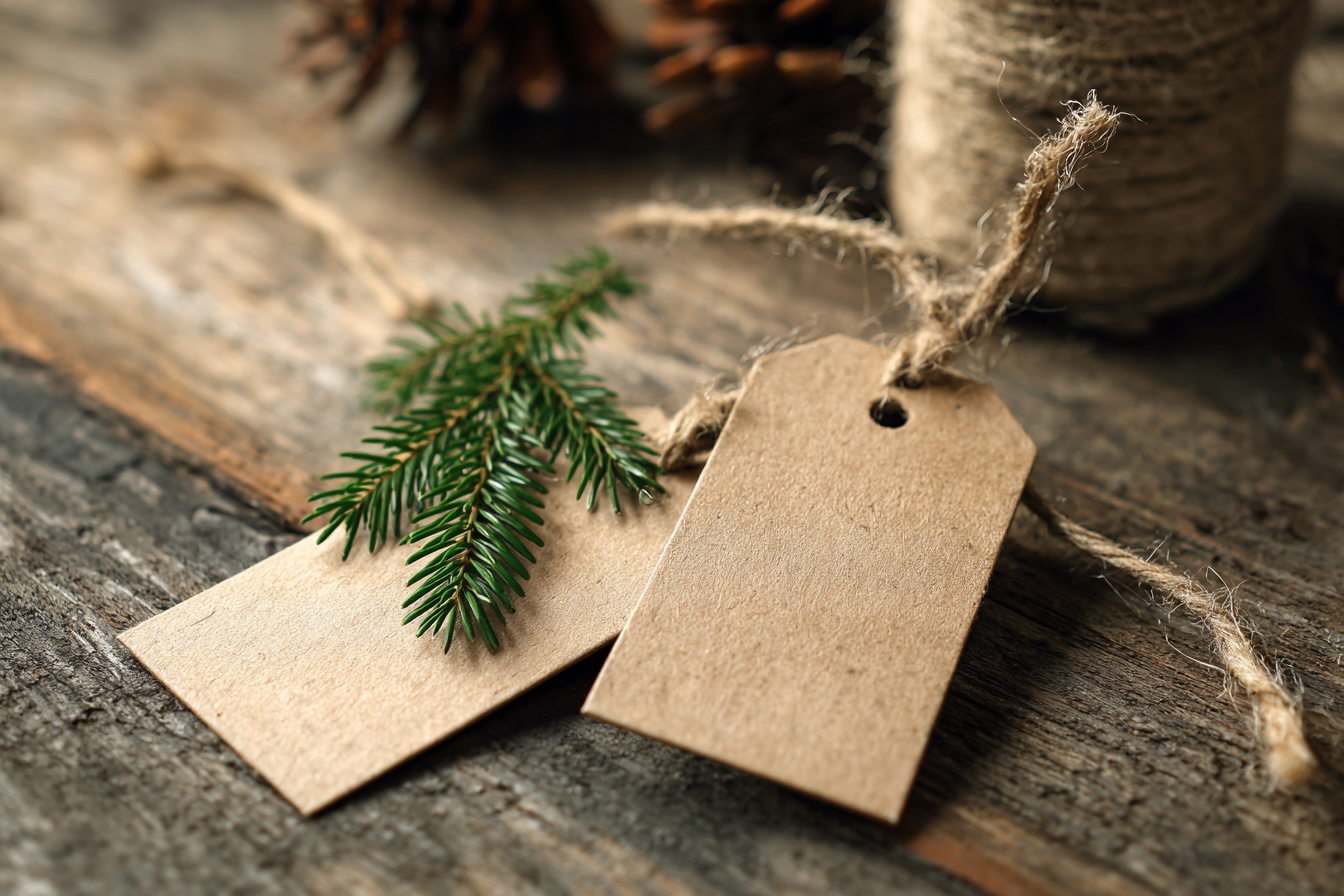 prirodni-jmenovky-kraftovy-papir-vetvicka-provazek-na-drevenem-stole