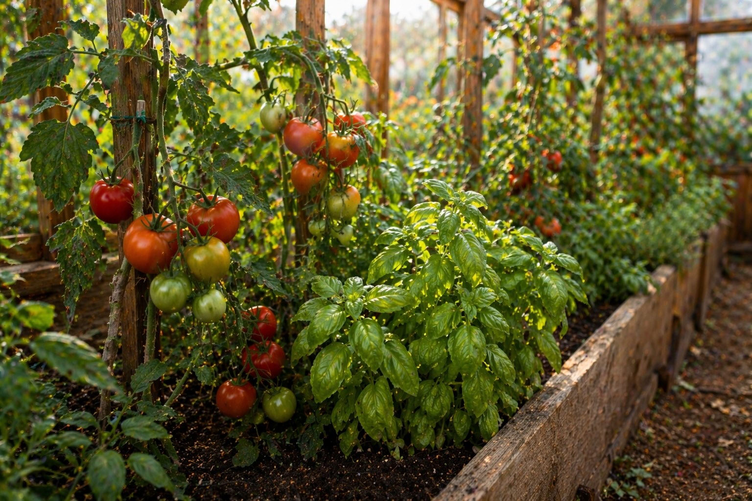 rajcata-a-bazalka-ve-skleniku-spolecna-vysadba-vyvazena-kombinace-rostlin