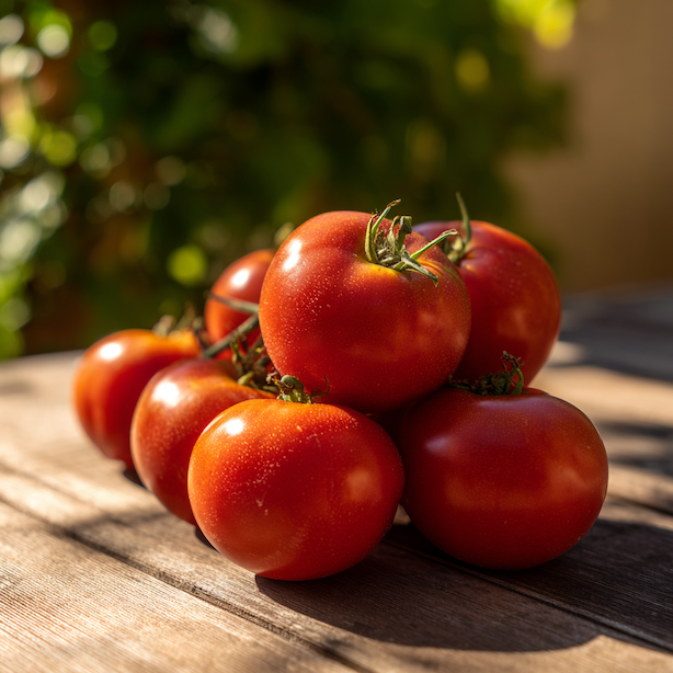 rajce-crimson-crush-f1-velke-cervene-plody-na-drevenem-stole-ve-slunecnim-svetle