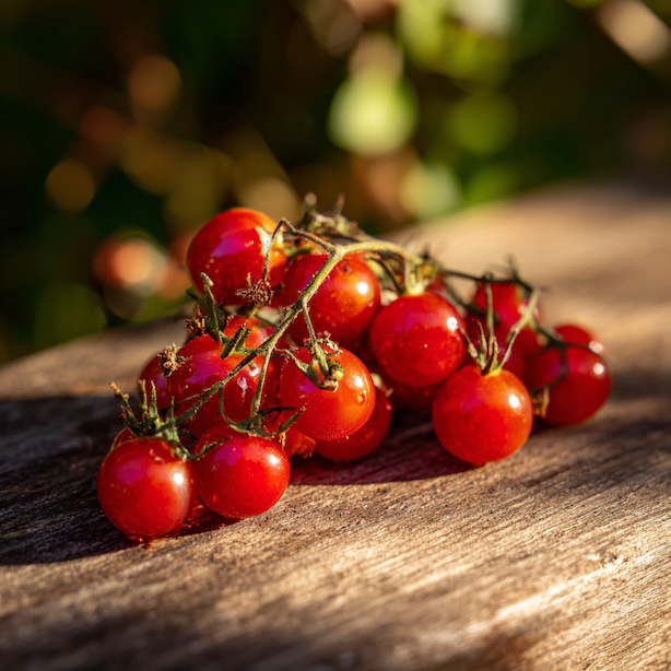 rajce-wild-tomato-divoka-odruda-drobne-cervene-plody-na-vijanu-na-drevenem-stole-ve-slunecnim-svetle