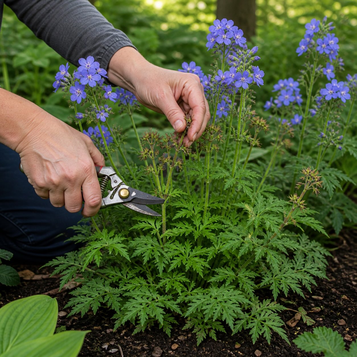 rez-jirnice-polemonium-odstraneni-odkvetlych-kvetu-a-strihani-stonku-v-polostinu