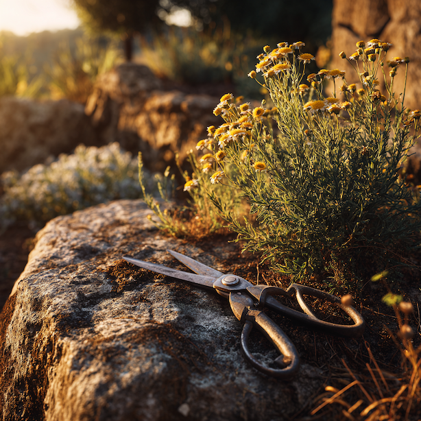 rez-okrasneho-smilu-helichrysum-po-odkvetu-nuzky-ve-skalce