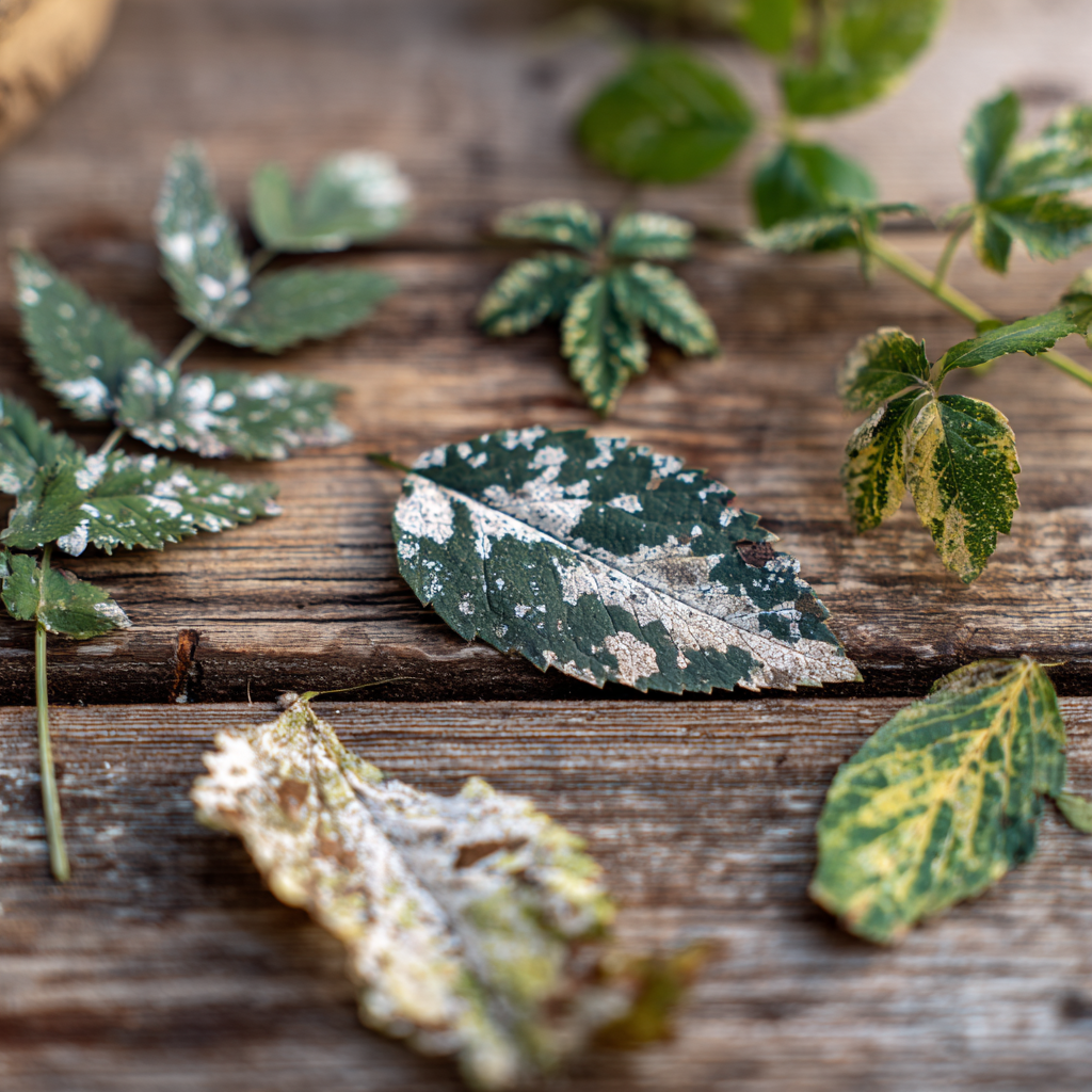 ruzne-listy-napadene-padlim--porovnani-druhu-padli-na-zahradnich-rostlinach