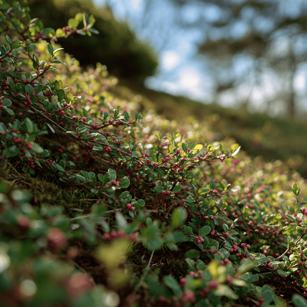 skalnik-cotoneaster-pudopokryvny-porost-na-svahu-s-ruzovymi-plody