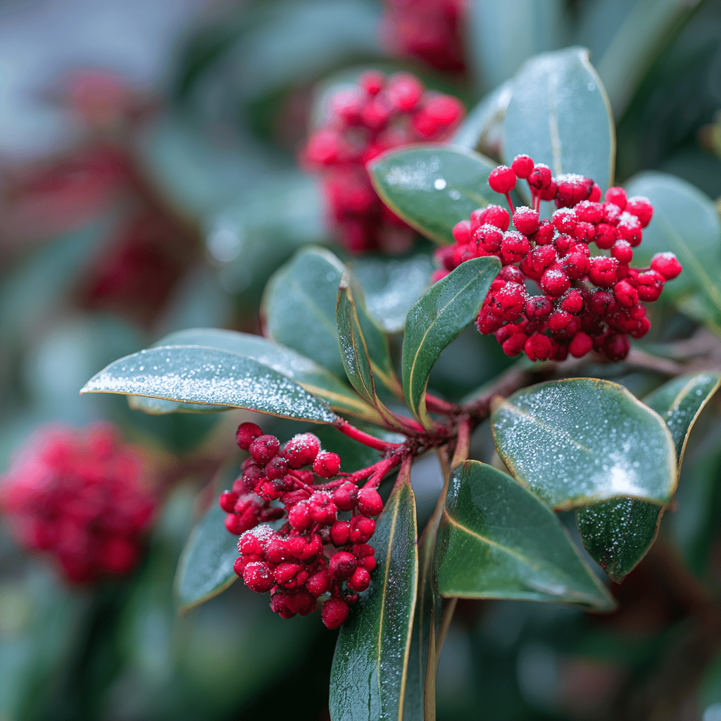 skimie-skimmia-cervene-plody-a-leskle-listy-se-slabym-mrazem