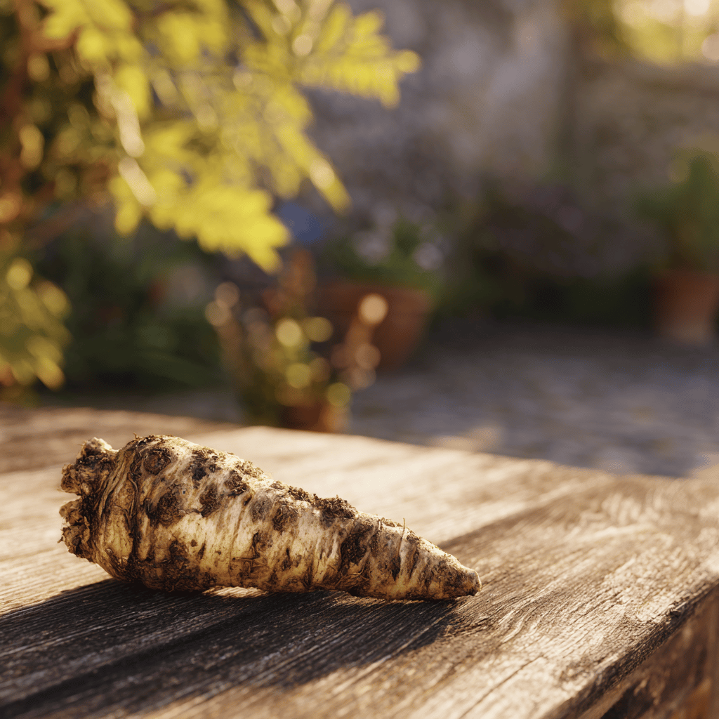 sklizeny-koren-pastinaku-s-drobnych-poskozenim-na-drevenem-stole-ve-slunecnim-svete