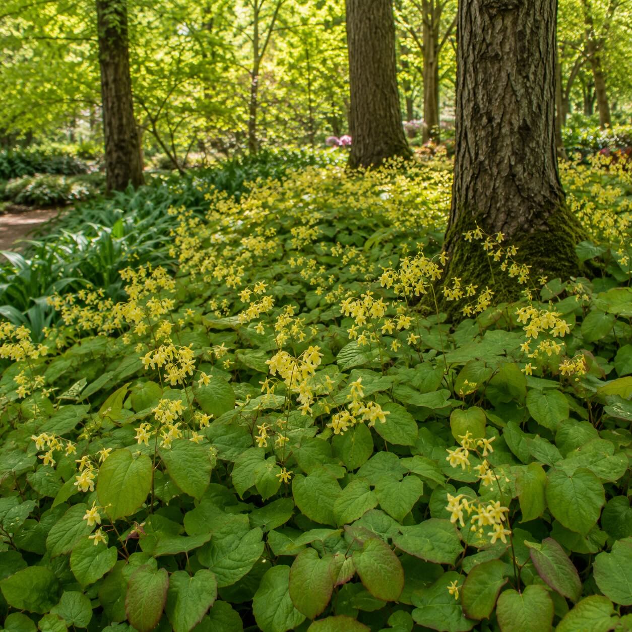 skornice-epimedium-v-podrostove-vysadbe-pod-listnatymi-stromy-v-polostinu
