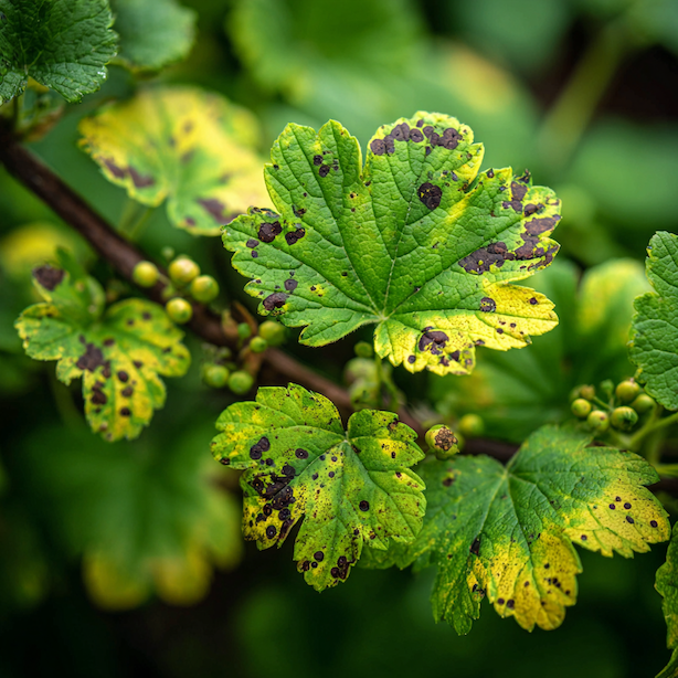 skvrnitost-listu-rybiz--tmave-skvrny-a-zlute-mapovani-na-listech