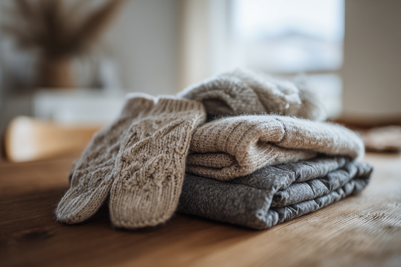 slozene-vlnene-a-fleece-oblezeni-na-drevenem-stole-zimni-pece