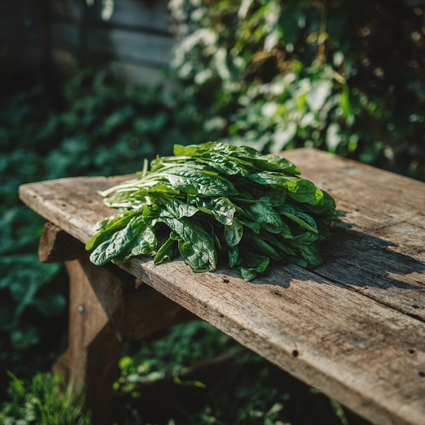 spenat-asta-f1-rana-hybridni-odruda-sklizen-tmave-zelene-listy-na-drevenem-stole-v-zahrade