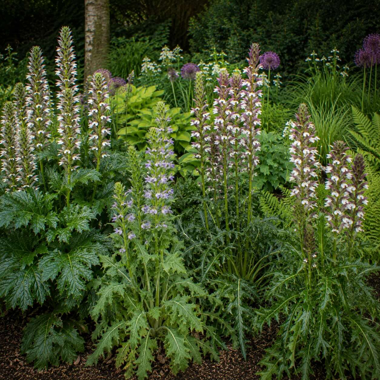 srovnani-druhu-paznehtniku-acanthus-mollis-spinosus-hungaricus-a-dioscoridis-v-zahrade