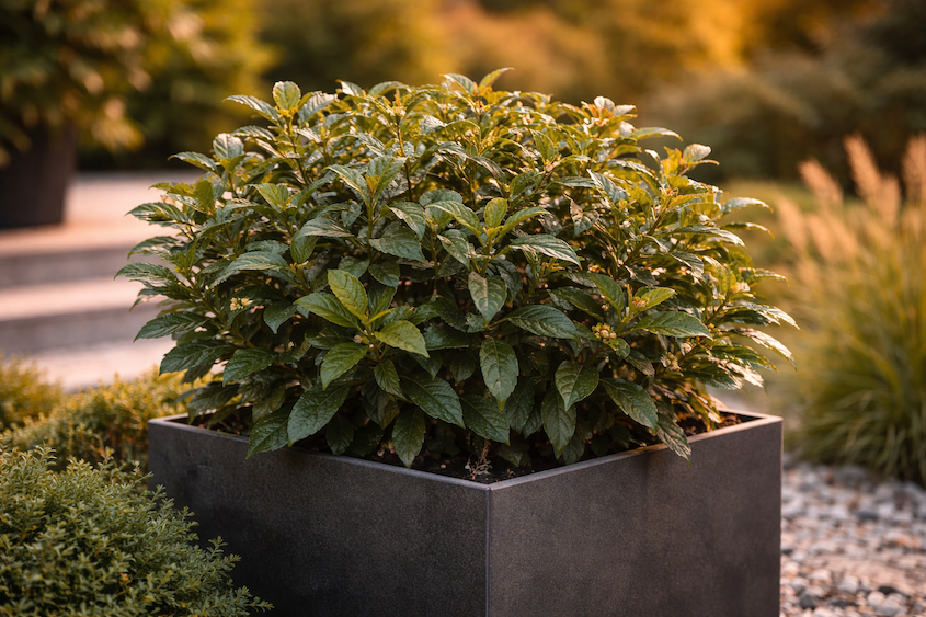 stalezeleny-ker-v-nadobe-leskle-listy-detail-viburnum-tinus
