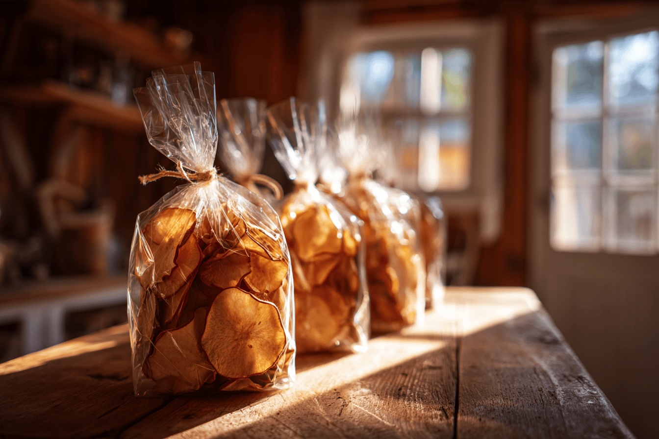 susene-krizaly-z-jablek-v-pruhlednych-sackach-na-drevenem-stole-v-podzimnim-svetle