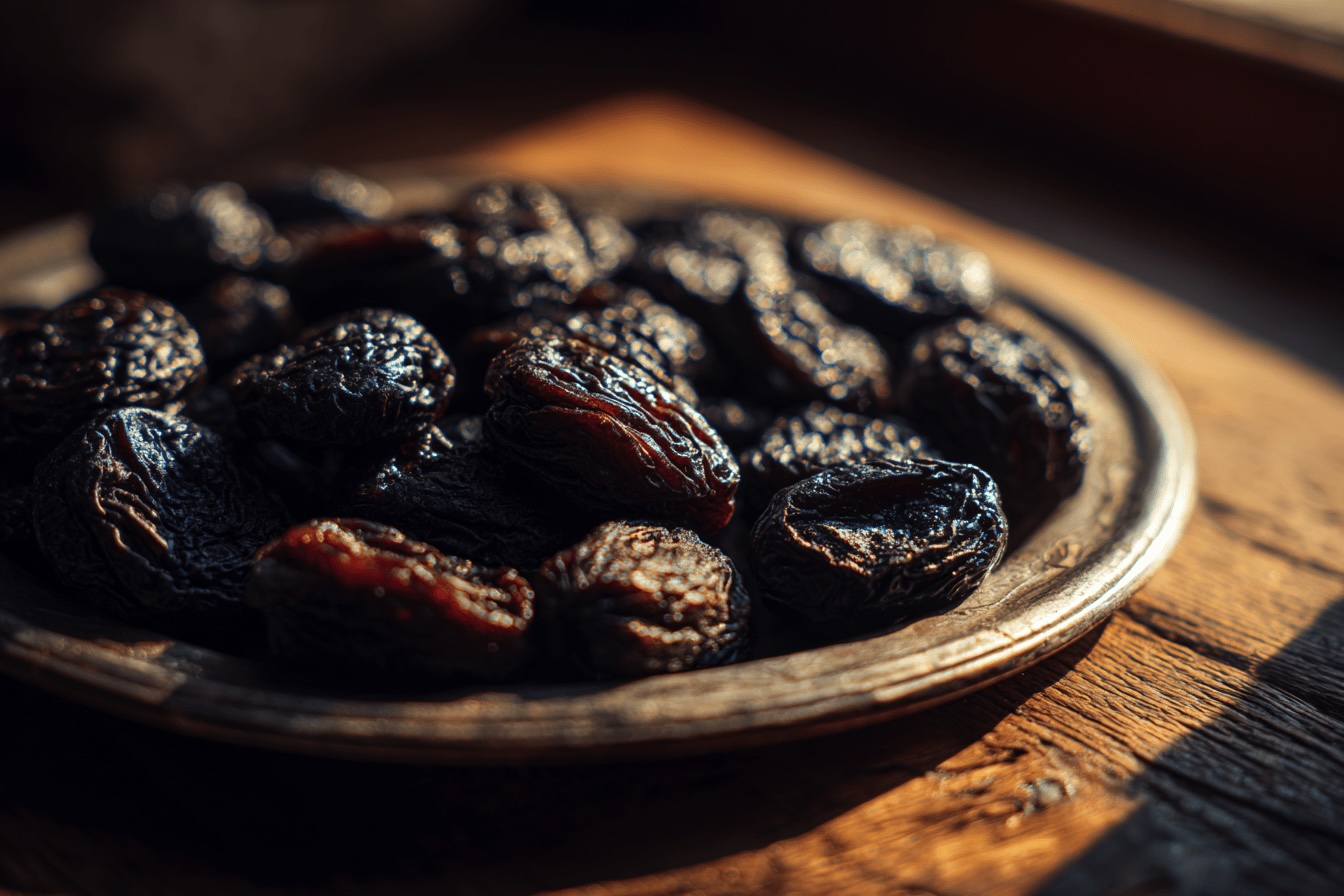 susene-svestky-na-drevenem-talirku-v-teplem-svetle