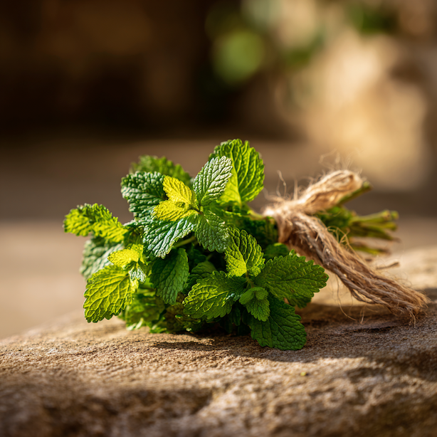 svazek-cerstve-medunky-svazany-provazkem-na-kamennem-podkladu
