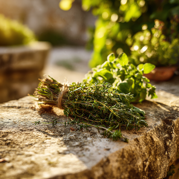svazek-saturejky-po-sklizni-na-kamennem-bloku-ve-slunecnim-svetle