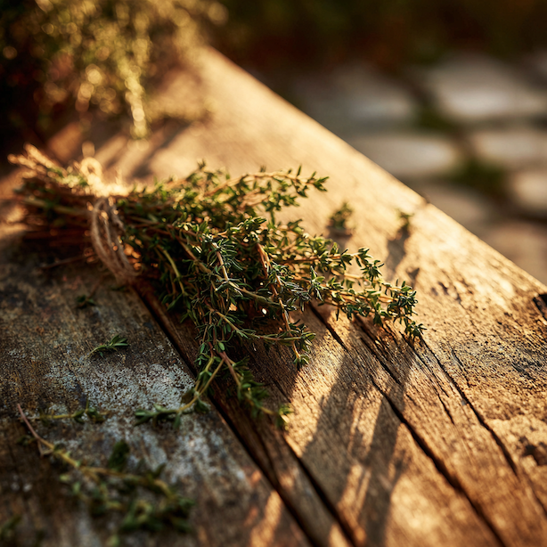 svazek-tymianu-na-starem-drevenem-stole-ve-vecernim-svete-detail-vyhonku