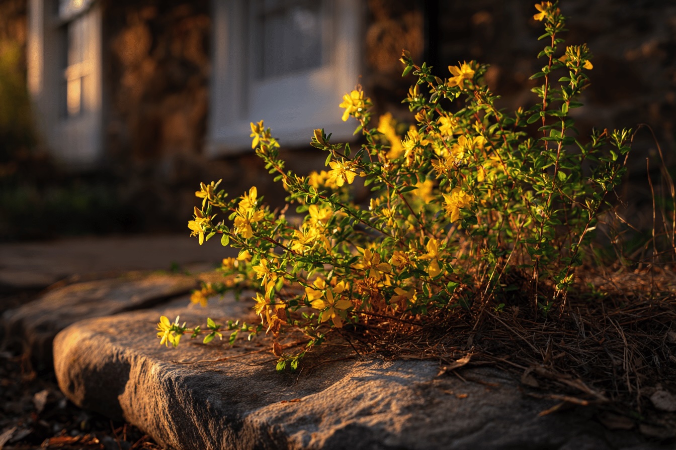 trezalka-hypericum-zlute-kvety-na-kameni-ve-slunnem-stanovisti