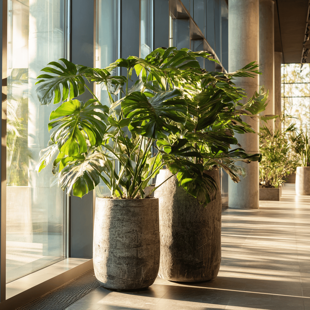 velka-monstera-a-zelene-pokojove-rostliny-v-interieru-u-velkych-oken-ve-svetle