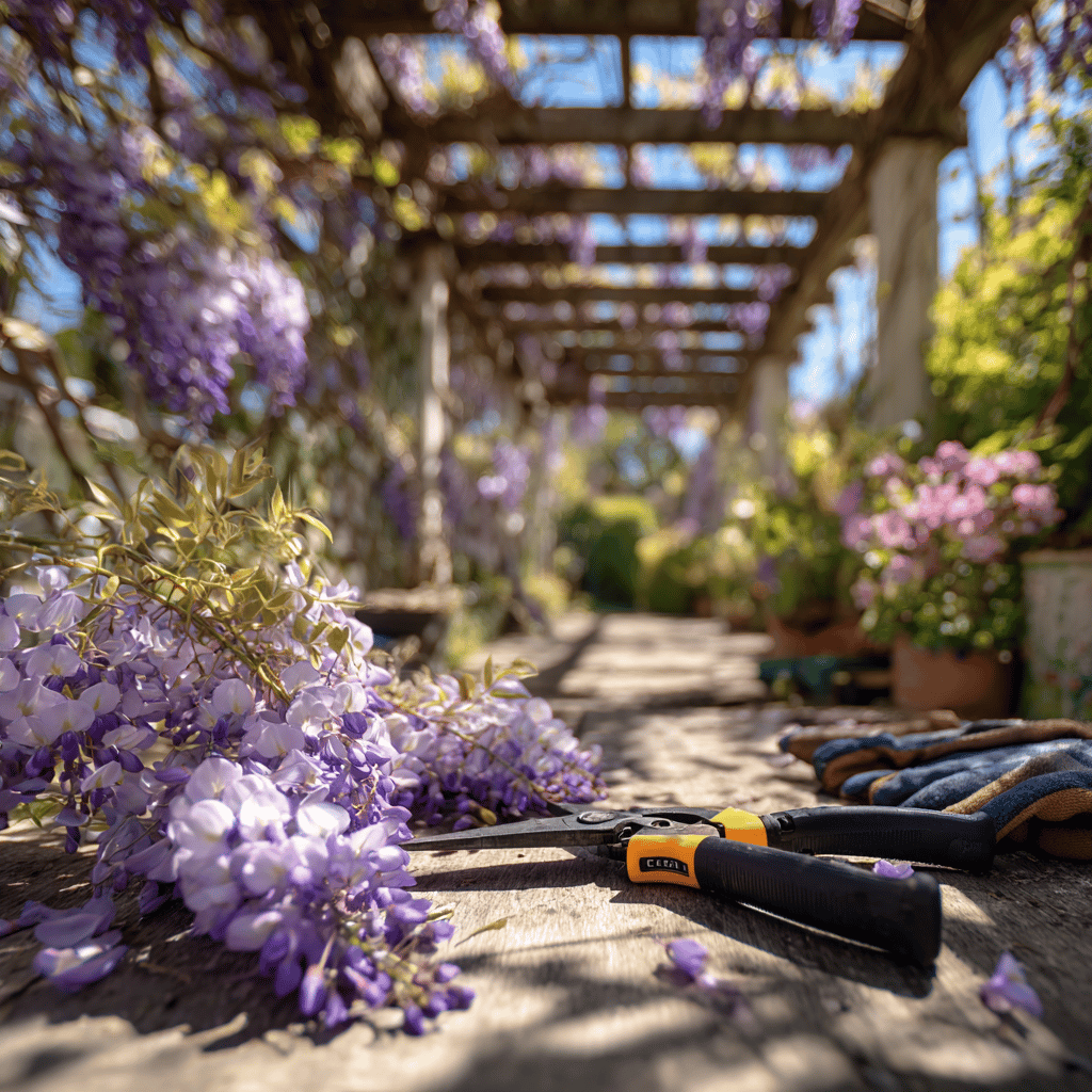 vistarie-wisteria-rez-kvetouci-pergola-nuzky-rukavice