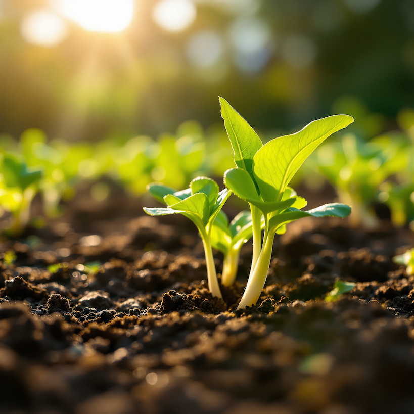 vyrostle-sazenice-redkvicek-na-zahrade-na-jaře