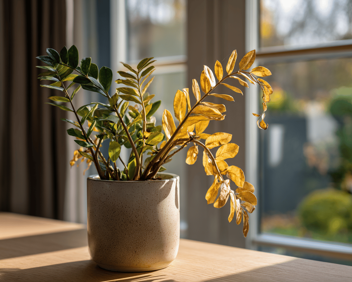 zamioculcas-se-zloutnoucimi-listy-v-kvetinaci-u-okna-ve-svetlem-interieru