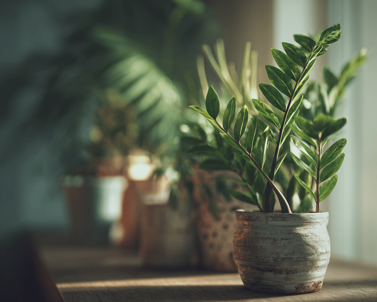 zamioculcas-v-keramickem-kvetinaci-na-stole-ve-svetlem-interieru