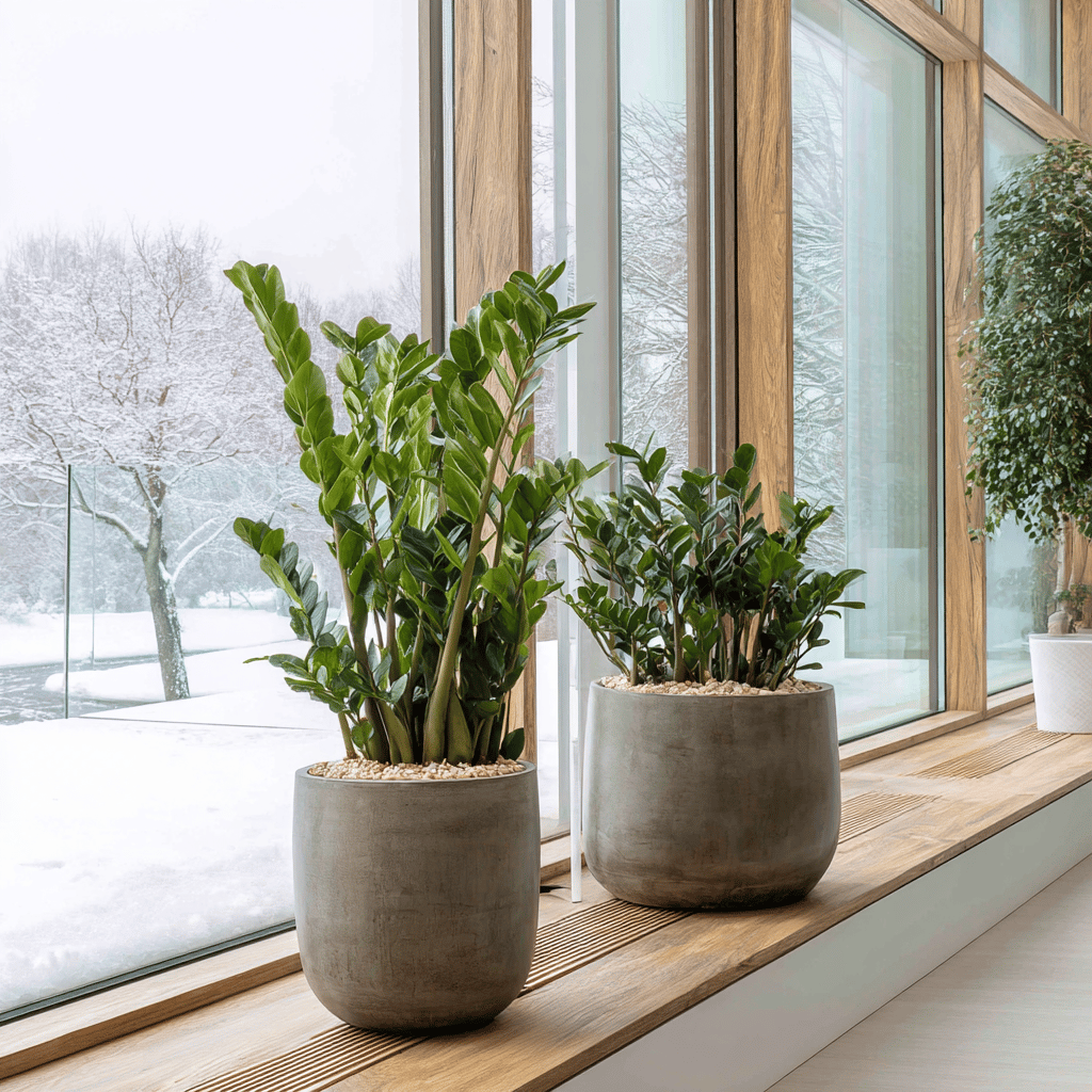 zamioculcas-v-kvetinaci-na-parapetu-u-velkeho-okna-v-jasnem-svetle-se-zimni-scenou