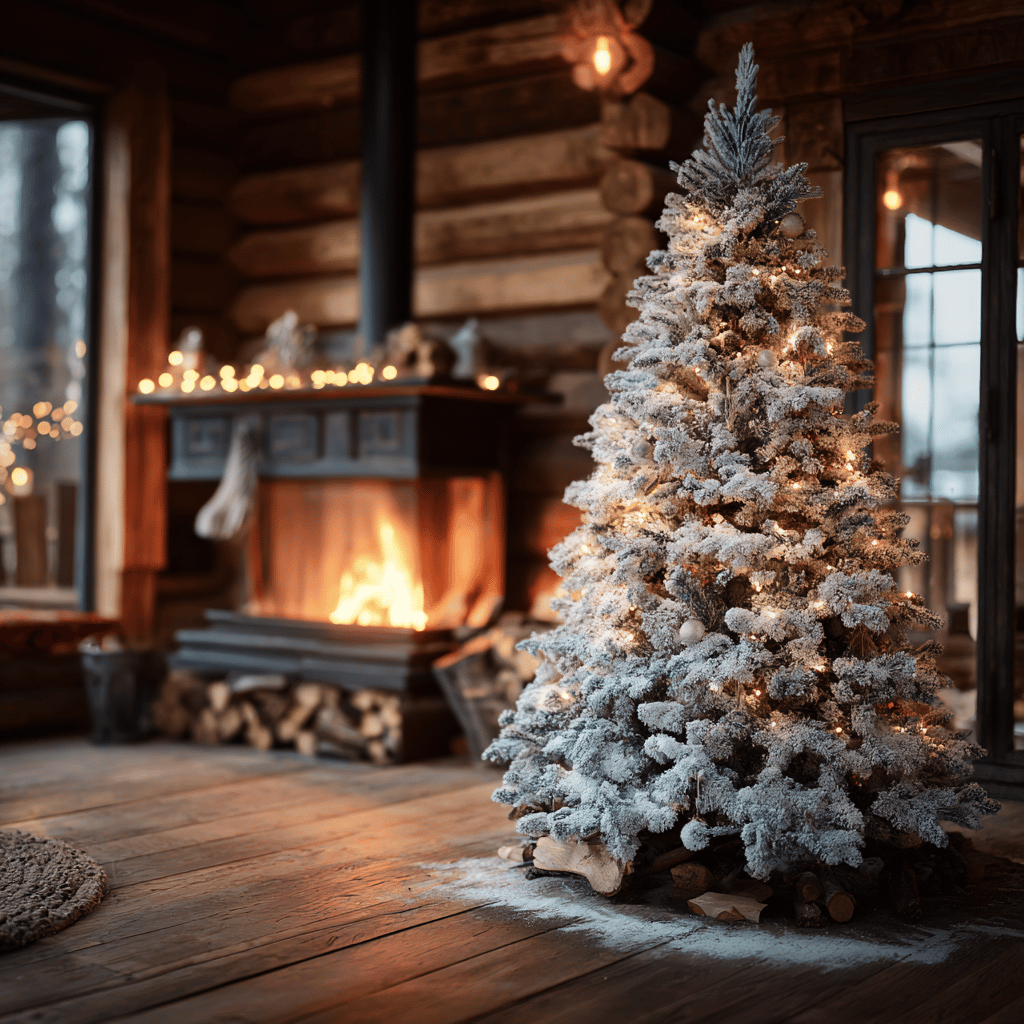 zasnezeny-umely-stromek-u-krbu-s-jemnym-osvetlenim
