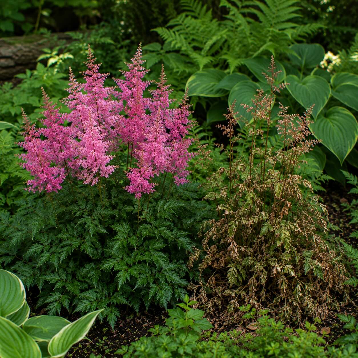 zdrava-a-oslabena-cechrava-astilbe-ve-stinne-vysadbe