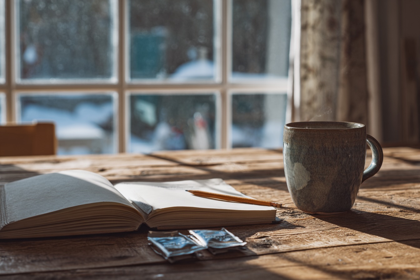 zimni-planovani-zahrady-zapisnik-a-hrnek-na-drevenem-stole-u-okna