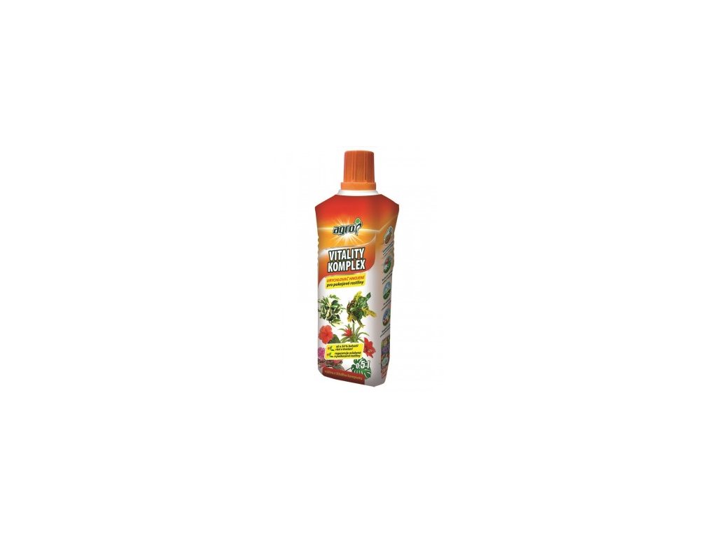 AGRO Vitality Komplex Pokojové rostliny 0,5 l – kapalné hnojivo a stimulátor růstu pro podporu vitality, zdravého růstu a krásného olistění pokojových rostlin.