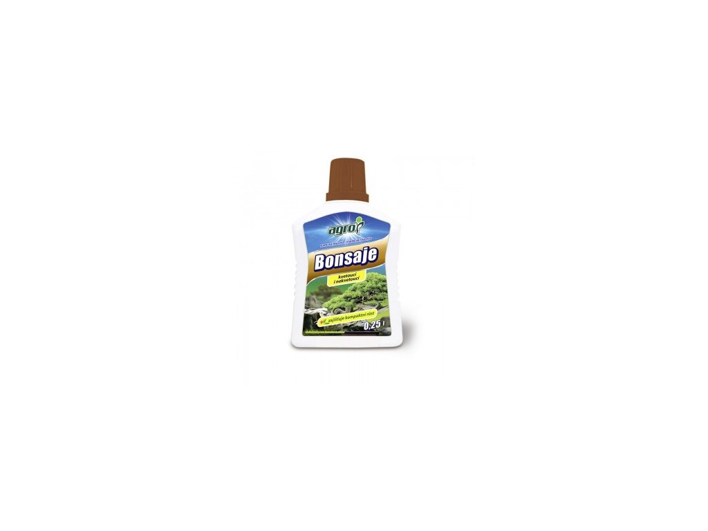 AGRO Kapalné hnojivo pro bonsaje 0,25 l – speciální kapalné hnojivo pro bonsaje, podporující zdravý růst a husté olistění.