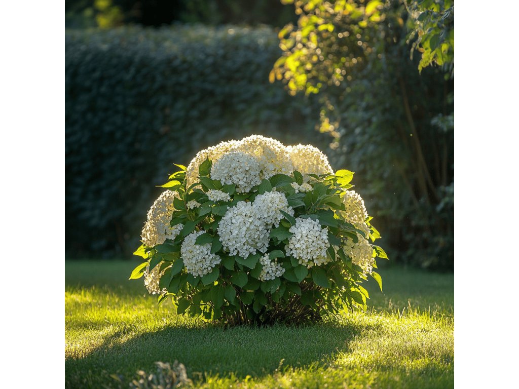 Hortenzie velkolistá 'Snowball' (Hydrangea macrophylla 'Snowball') – mrazuvzdorný keř s bílými květy