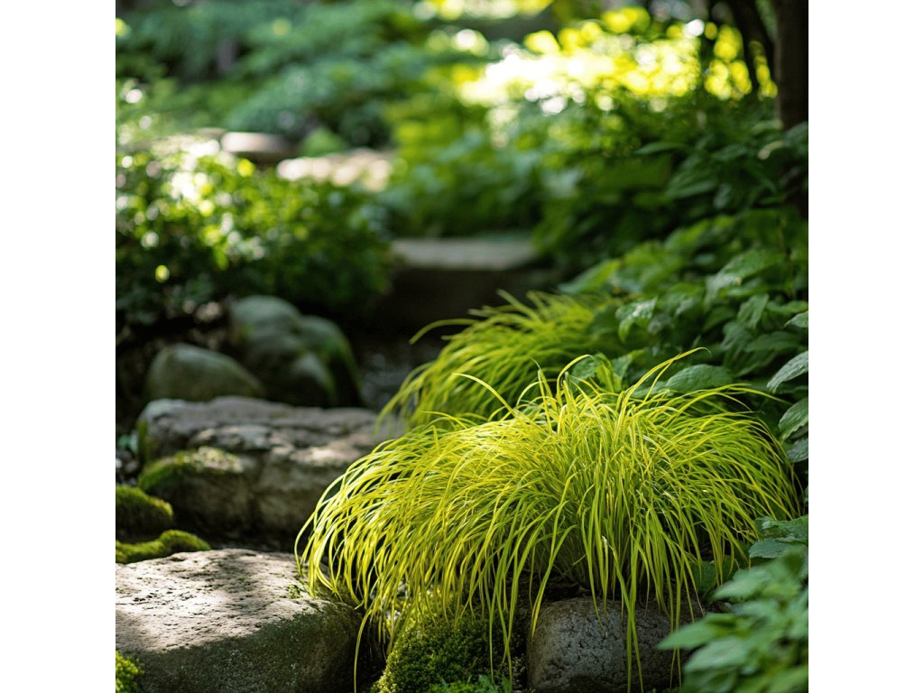 Ostřice japonská ‘Everillo’ (Carex oshimensis ‘Everillo’) je stálezelená okrasná tráva z řady EverColor, která tvoří husté trsy elegantně převislých listů v odstínech jasného limetkově-zeleného až zářivě zlatého tónu.