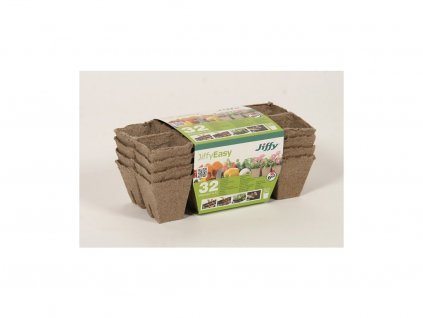 Jiffystrips® 6-32, rašelinový kontejner 8 čtvercových květináčů 5 x 6cm, 4 plata v balení