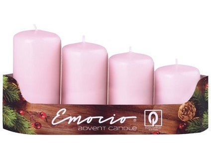 Emocio adventní stupně 4ks prům.40mm růžové svíčky