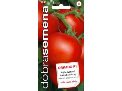 Rajče Orkado F1 – raná tyčková odrůda s kulatými, červenými plody sladké chuti, vhodná pro čerstvé saláty a kuchyňské využití.