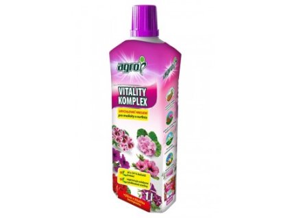 AGRO Vitality Komplex Muškát a Surfinie 1 l – kapalné hnojivo podporující zdravý růst, bohaté kvetení a intenzivní barvy muškátů a surfinií.