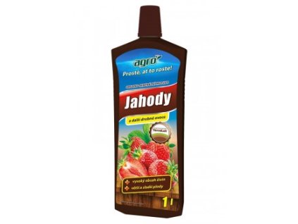 AGRO Organo-minerální kapalné hnojivo na jahody a drobné ovoce 1 l – hnojivo podporující růst, úrodu a chuť jahodníků a drobného ovoce.