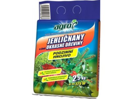AGRO Podzimní hnojivo pro jehličnany 2,5 kg – granulované hnojivo pro zdravý růst, posílení kořenů a přípravu jehličnanů na zimní období.