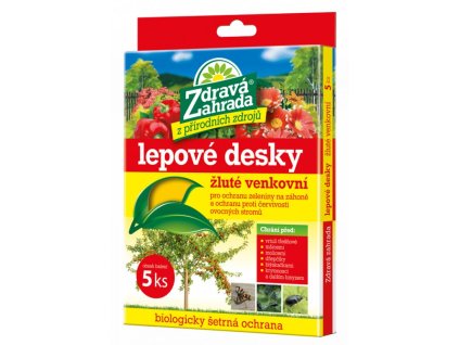 Zdravá zahrada - Lepové desky žluté venkovní 20 x 15 cm, 5 ks – ekologická ochrana stromů a rostlin před mšicemi, molicemi a dalšími škůdci.