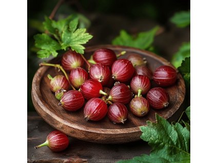 "Angrešt 'Captivator' (Ribes uva-crispa 'Captivator') – červený keřový angrešt s jemně sladkými bobulemi, polo-beztrnnými výhony, mrazuvzdorný