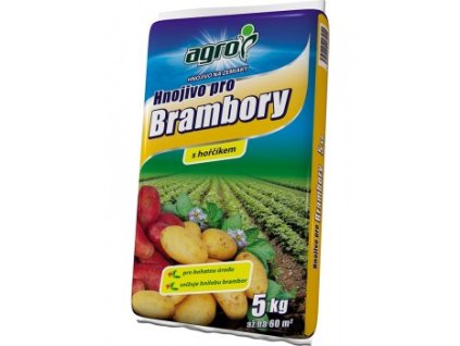 AGRO Hnojivo na brambory 5 kg – speciální granulované hnojivo bez chloru, podporující růst a kvalitu brambor.